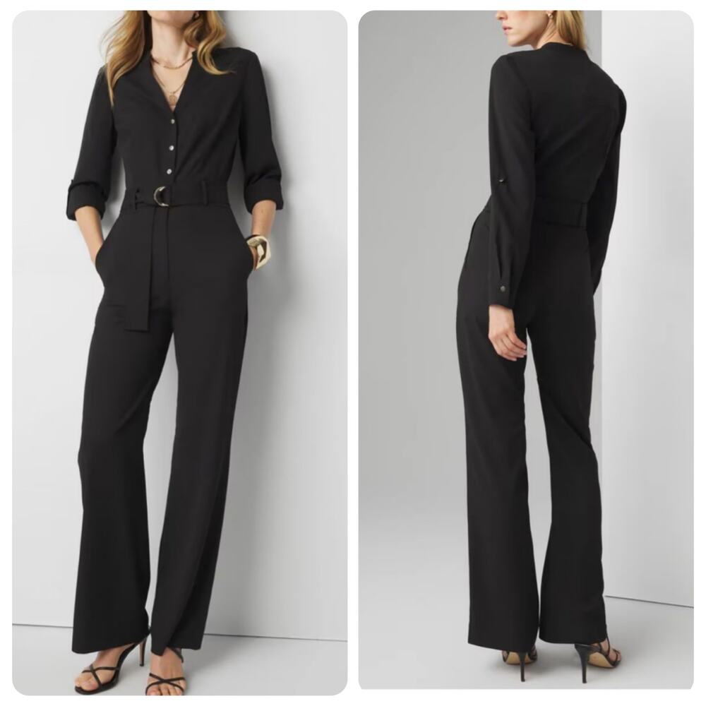 White House Black Market Long Sleeve Black Jumpsuit Women's Size 18